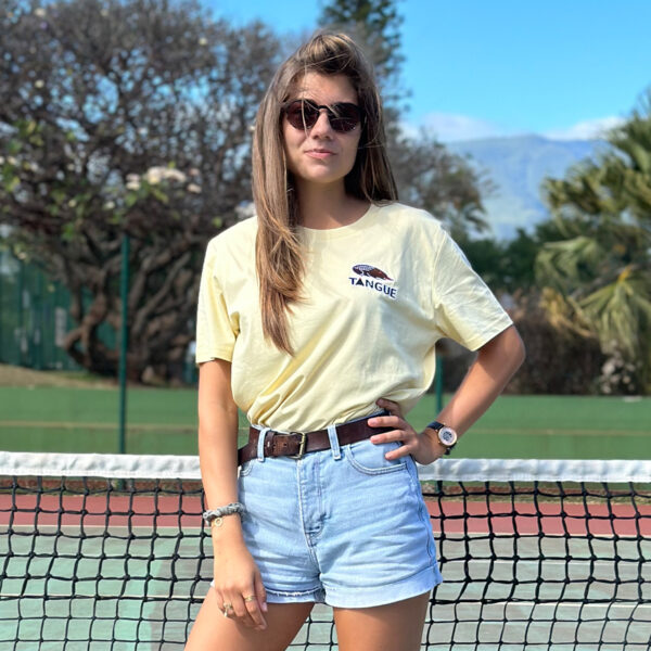 T-shirt femme jaune brodé Tangue 974 La Réunion.